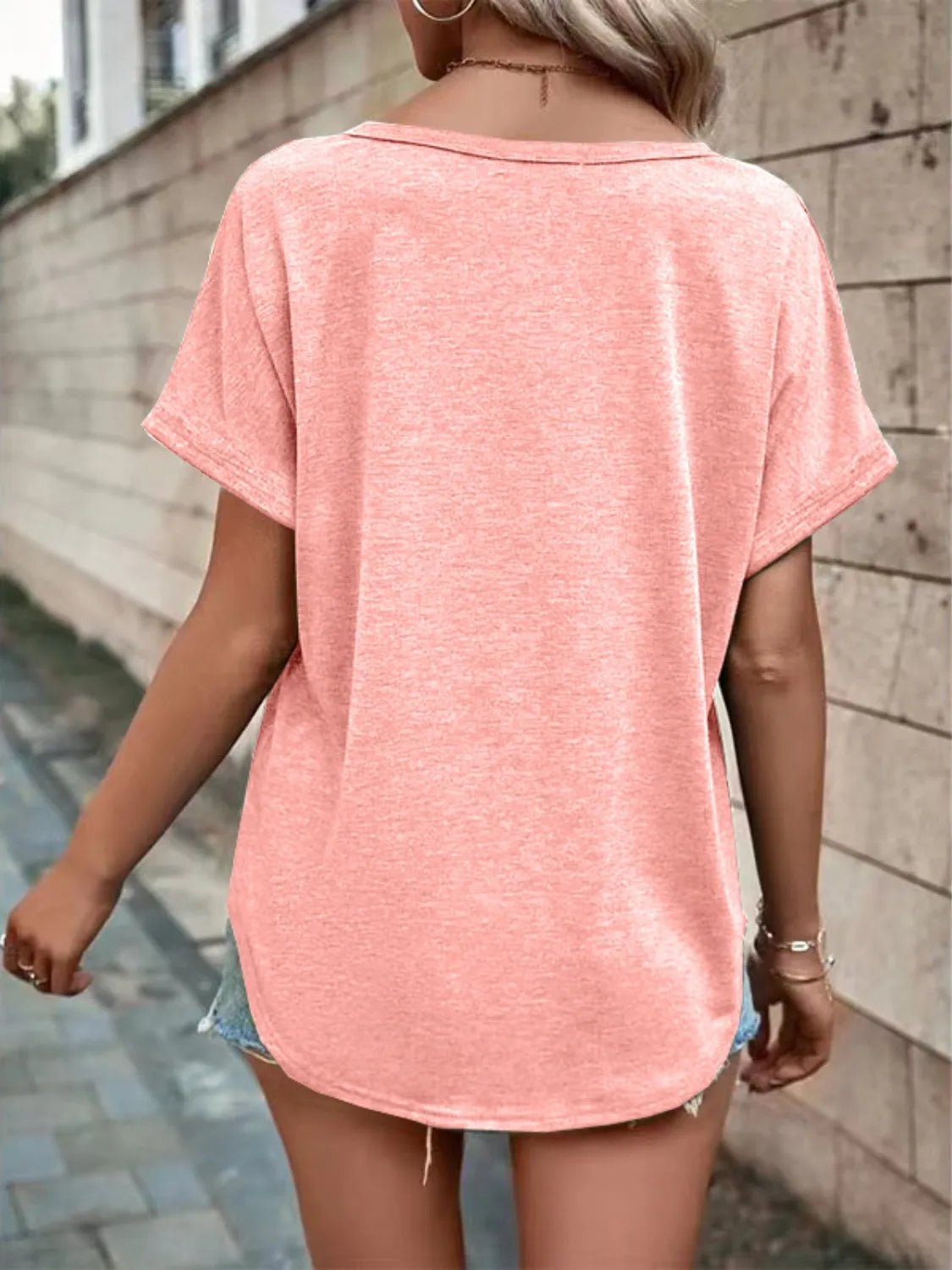 T-shirt à manches courtes cranté grande taille - Les secrets de Cath