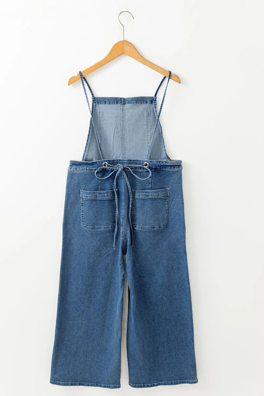 Adjustable Tie Straps Wide Leg Denim Overalls - Les secrets de Cath