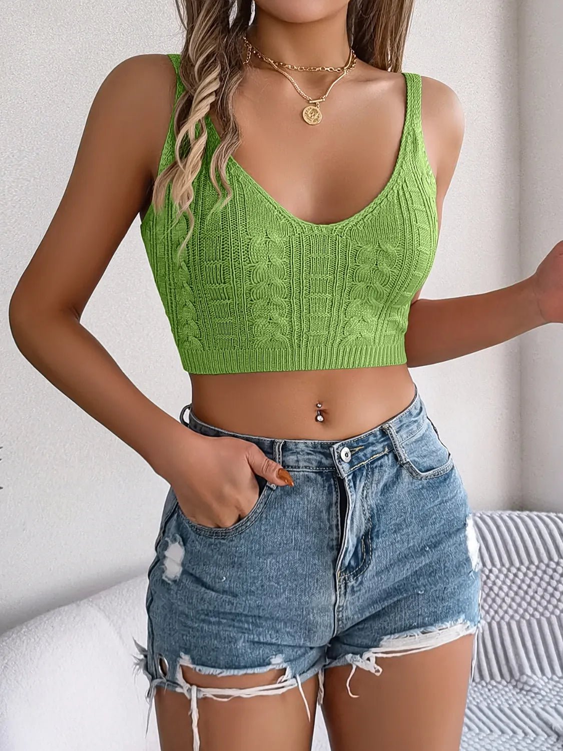 Camisole courte en maille torsadée - Les secrets de Cath
