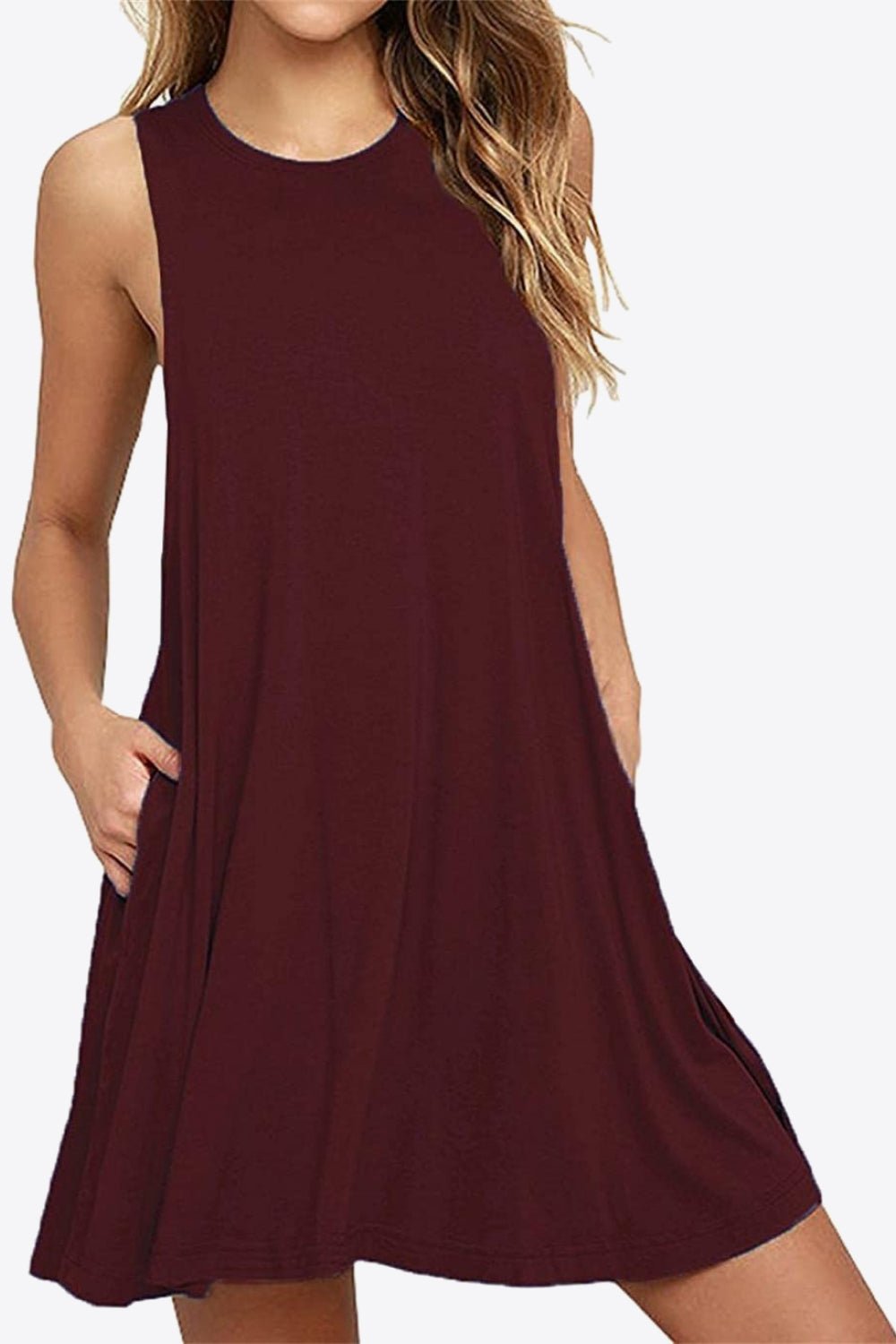 Robe sans manches à col rond et poches - Les secrets de Cath