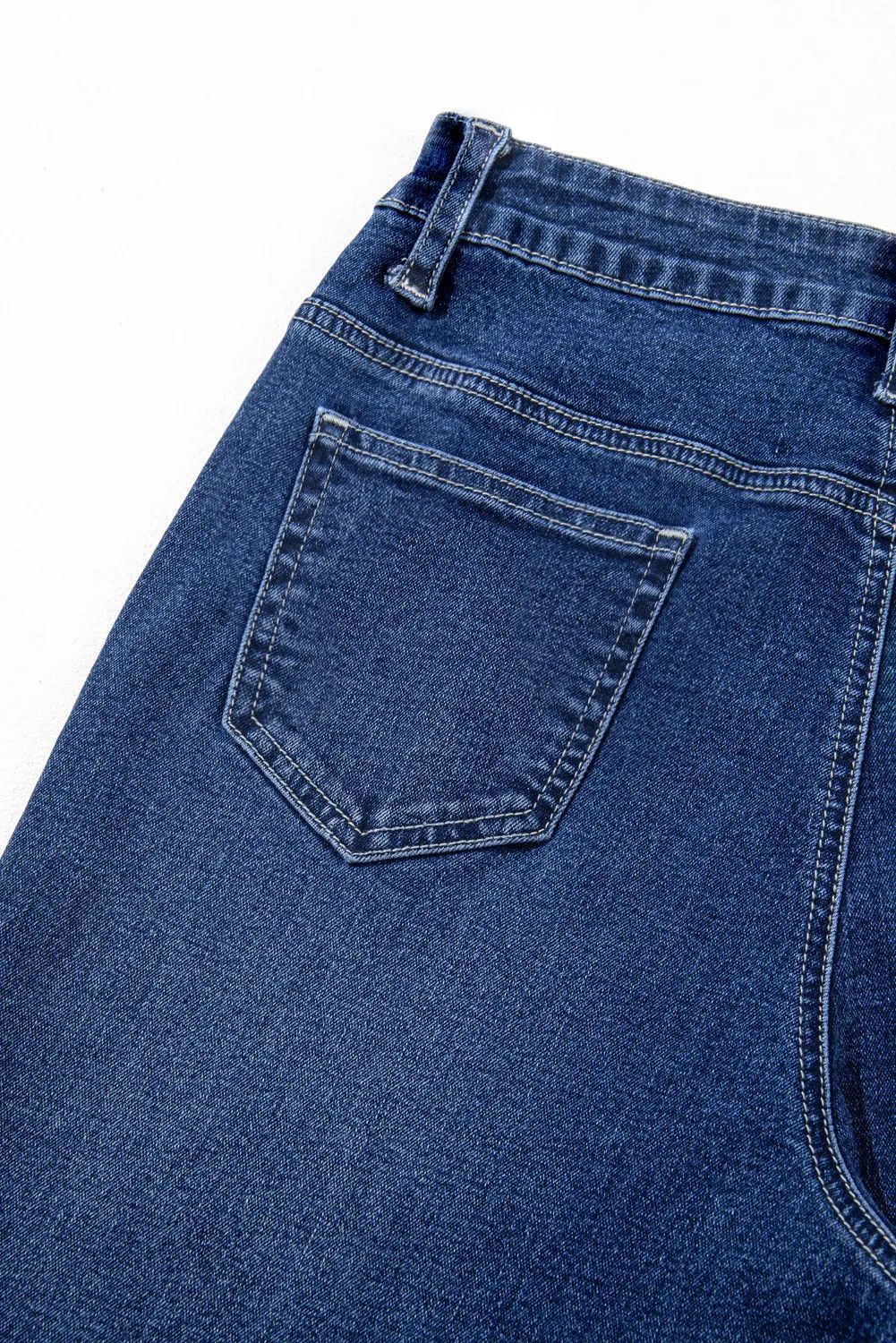 Jean large taille haute avec poche plaquée sur le devant - Les secrets de Cath