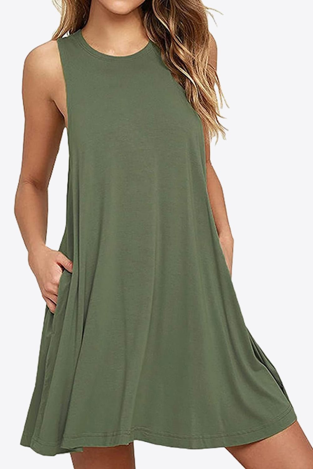Robe sans manches à col rond et poches - Les secrets de Cath