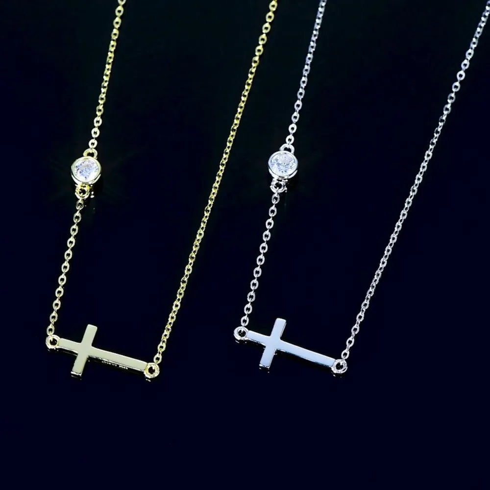 Collier croix en argent sterling 925 et moissanite - Les secrets de Cath