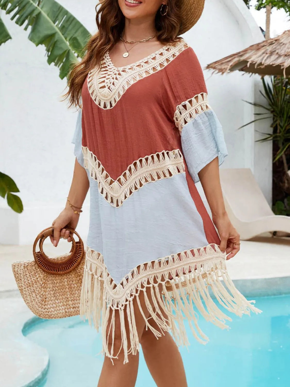 Backless Tassel Hem V-Neck Cover-Up - Les secrets de Cath