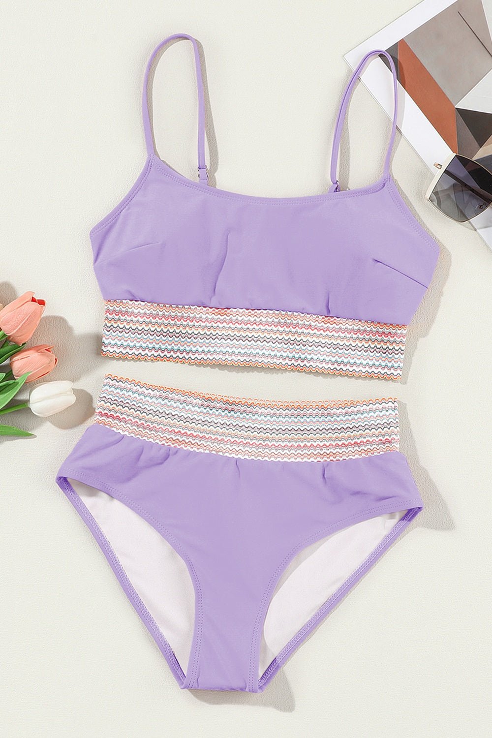 Ensemble bikini à bretelles spaghetti et encolure dégagée - Les secrets de Cath