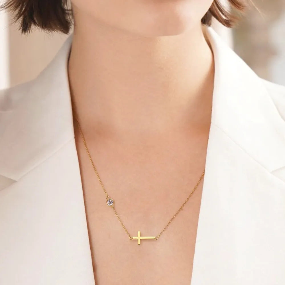 Collier croix en argent sterling 925 et moissanite - Les secrets de Cath