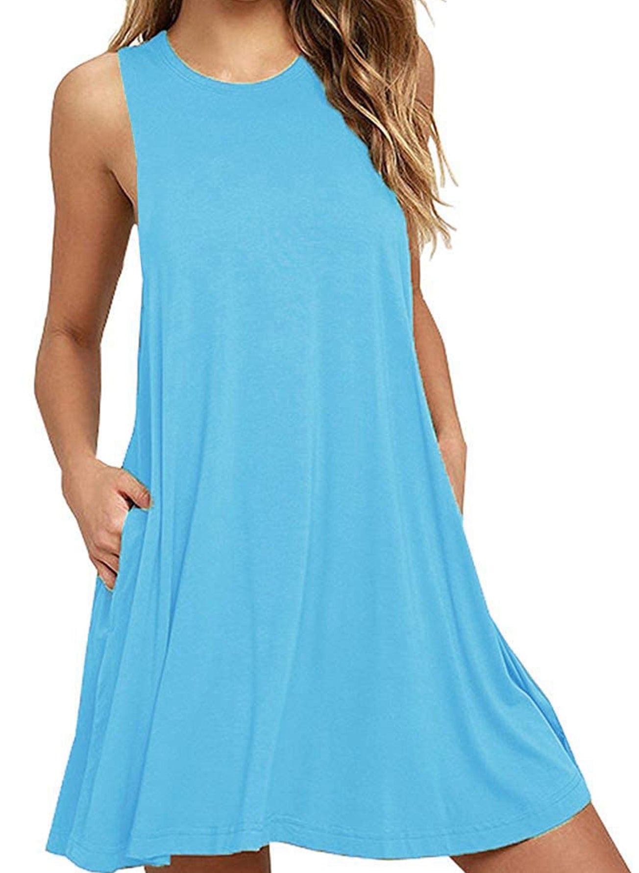 Robe sans manches à col rond et poches - Les secrets de Cath