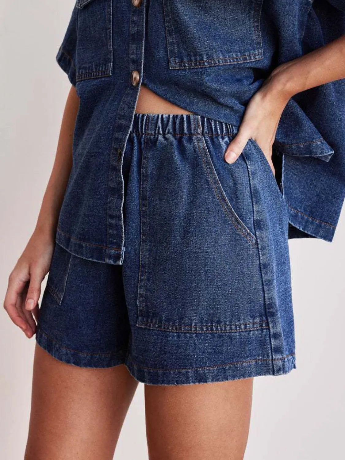 Elastic Waist Denim Shorts - Les secrets de Cath