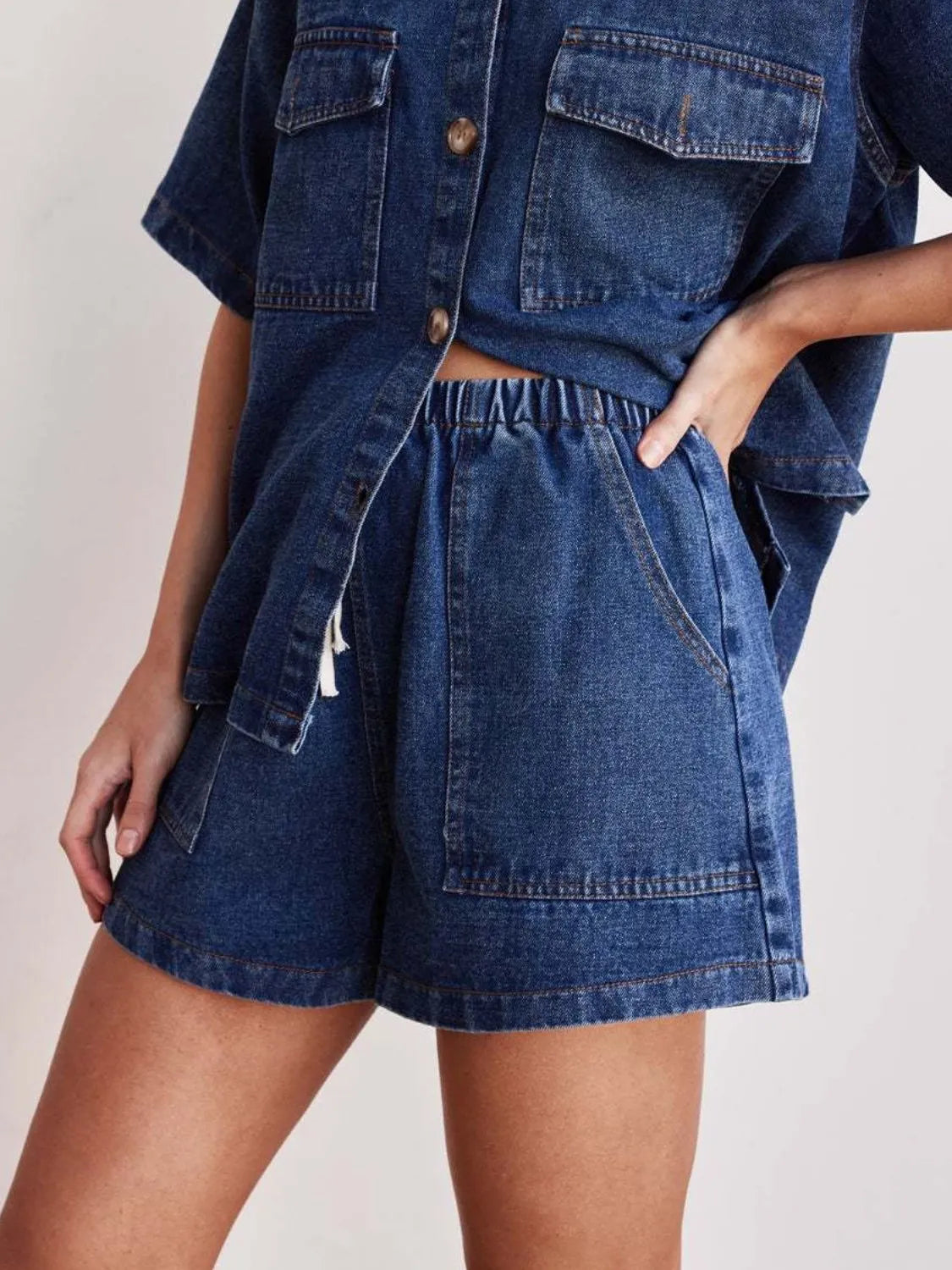 Elastic Waist Denim Shorts - Les secrets de Cath