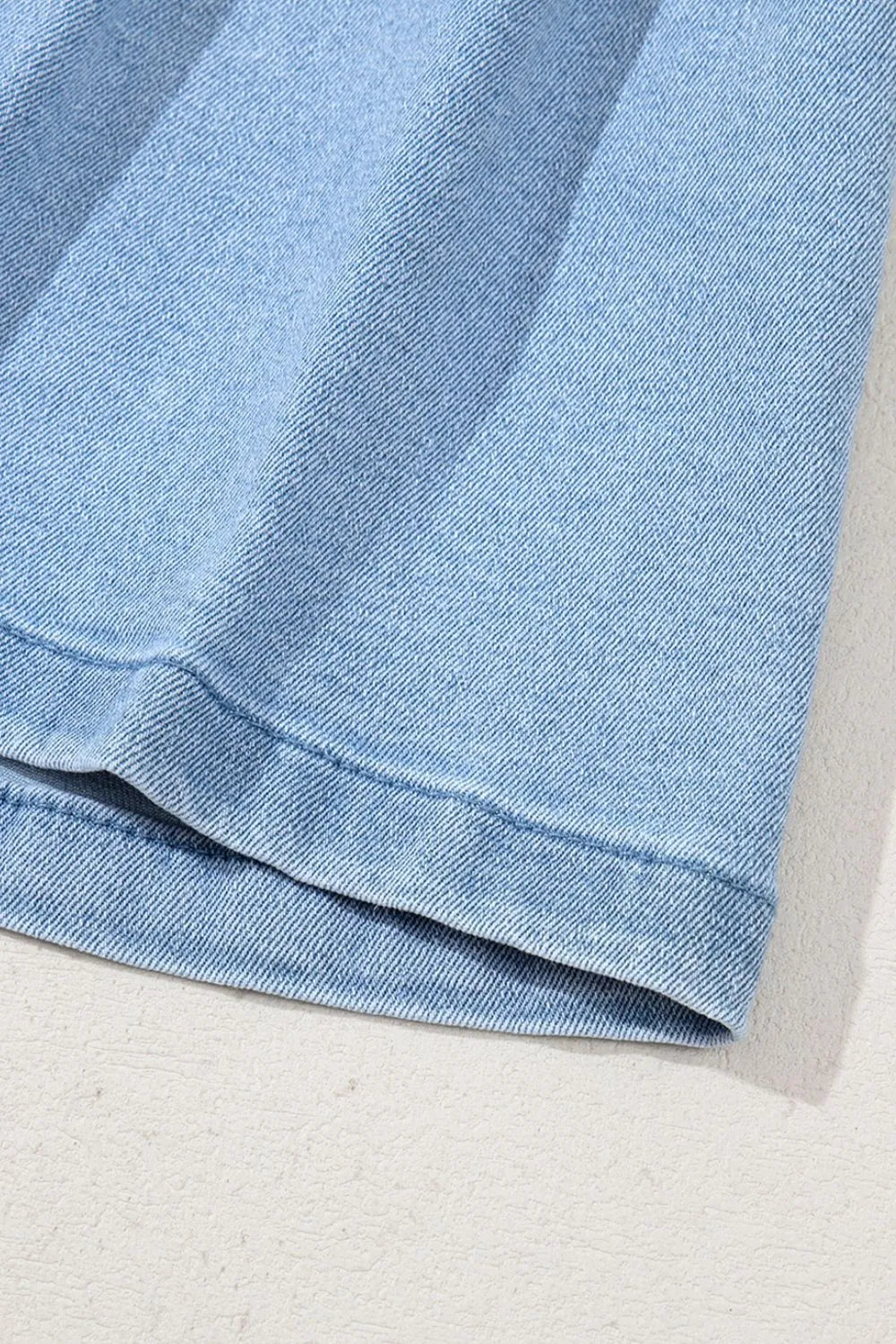 Pleated Patchwork Panel Lightweight Denim Shorts - Les secrets de Cath