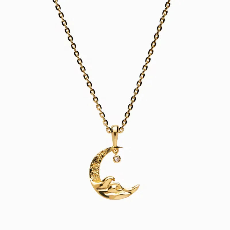 Collier pendentif lune plaqué or 18 carats - Les secrets de Cath