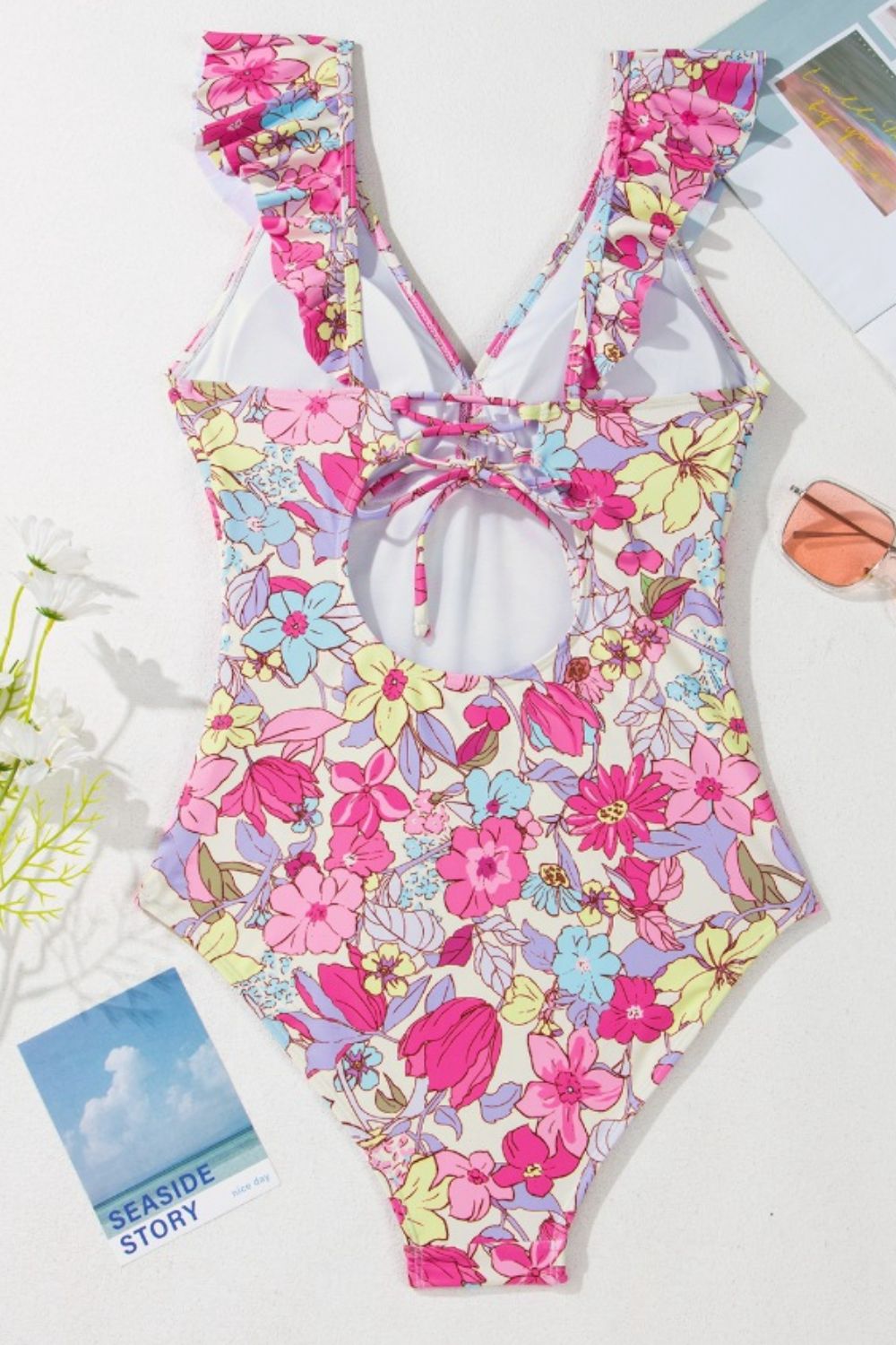 Maillot de bain une pièce gainant à volants floraux - Les secrets de Cath