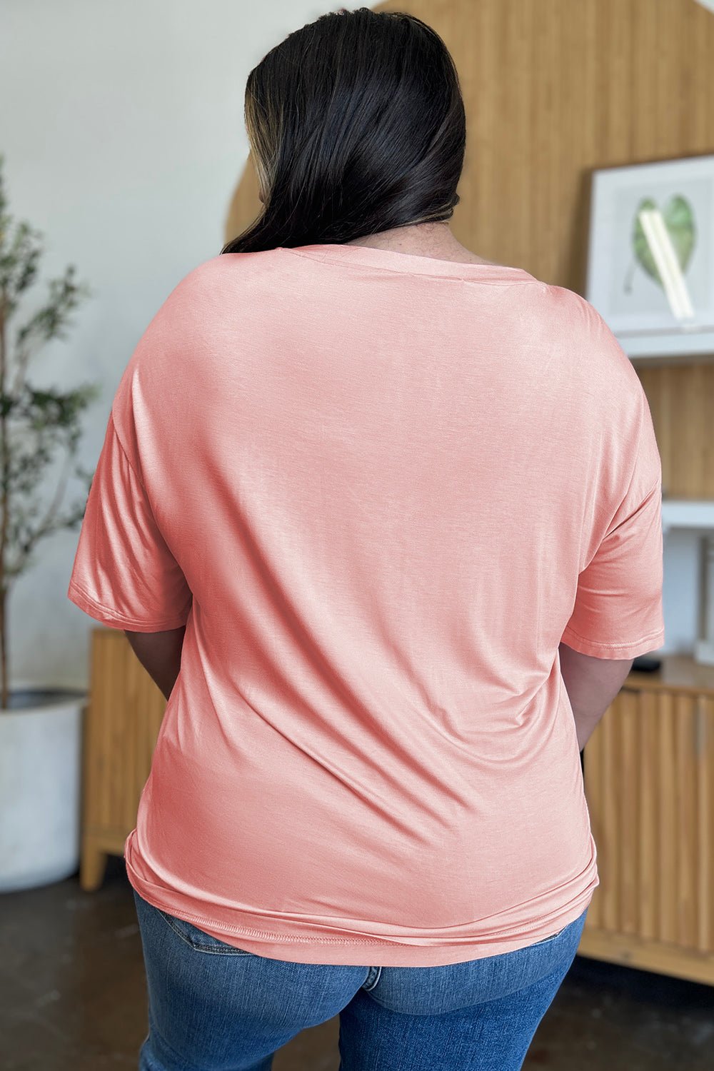 T-shirt Basic Bae en bambou à col en V et épaules tombantes - Les secrets de Cath