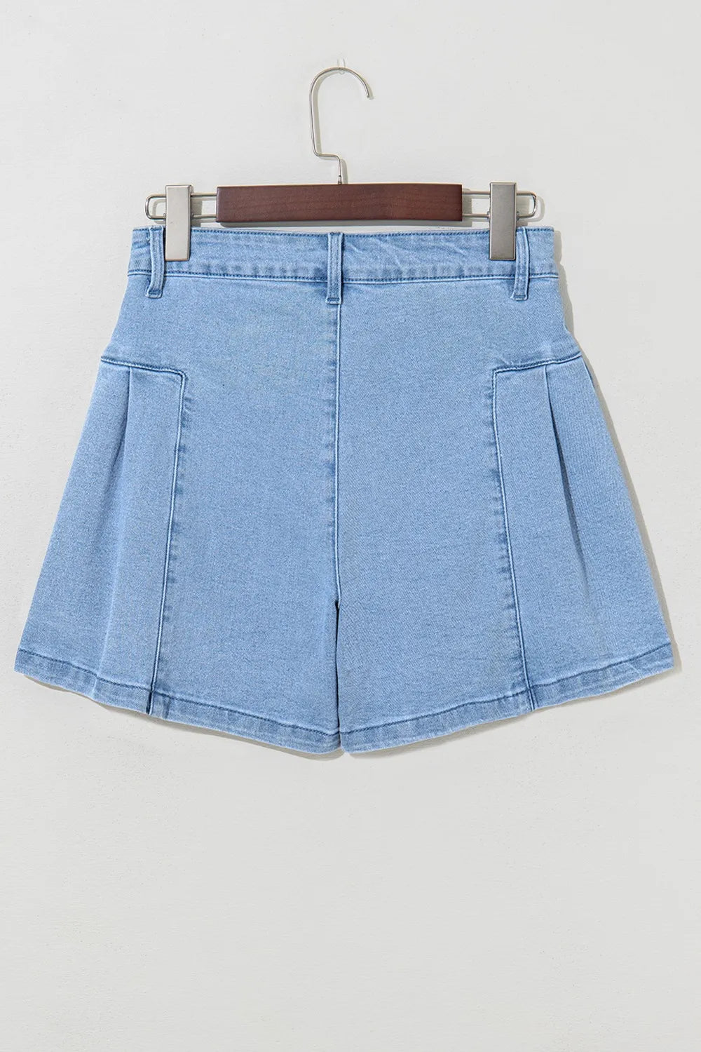 Pleated Patchwork Panel Lightweight Denim Shorts - Les secrets de Cath