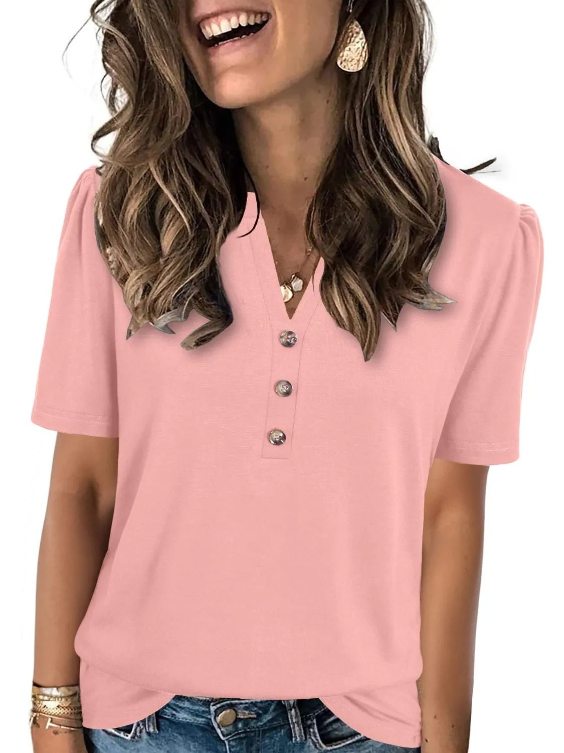 T-shirt à manches courtes cranté - Les secrets de Cath