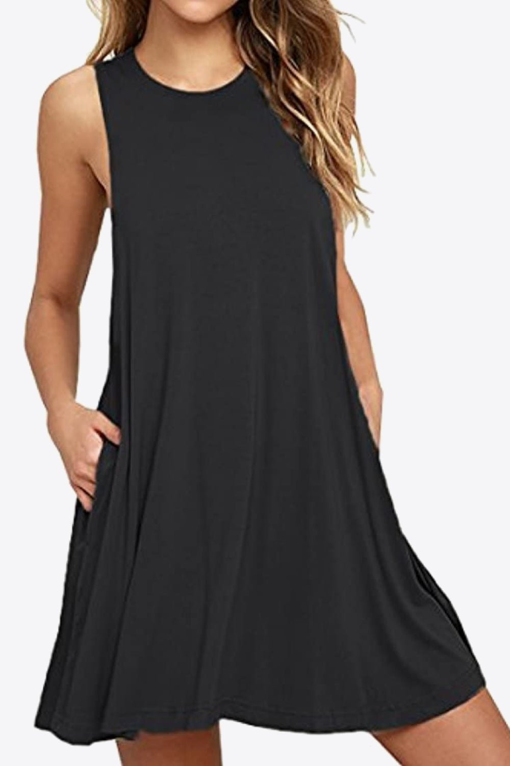 Robe sans manches à col rond et poches - Les secrets de Cath