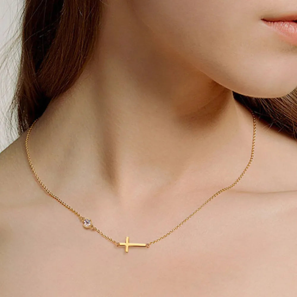 Collier croix en argent sterling 925 et moissanite - Les secrets de Cath