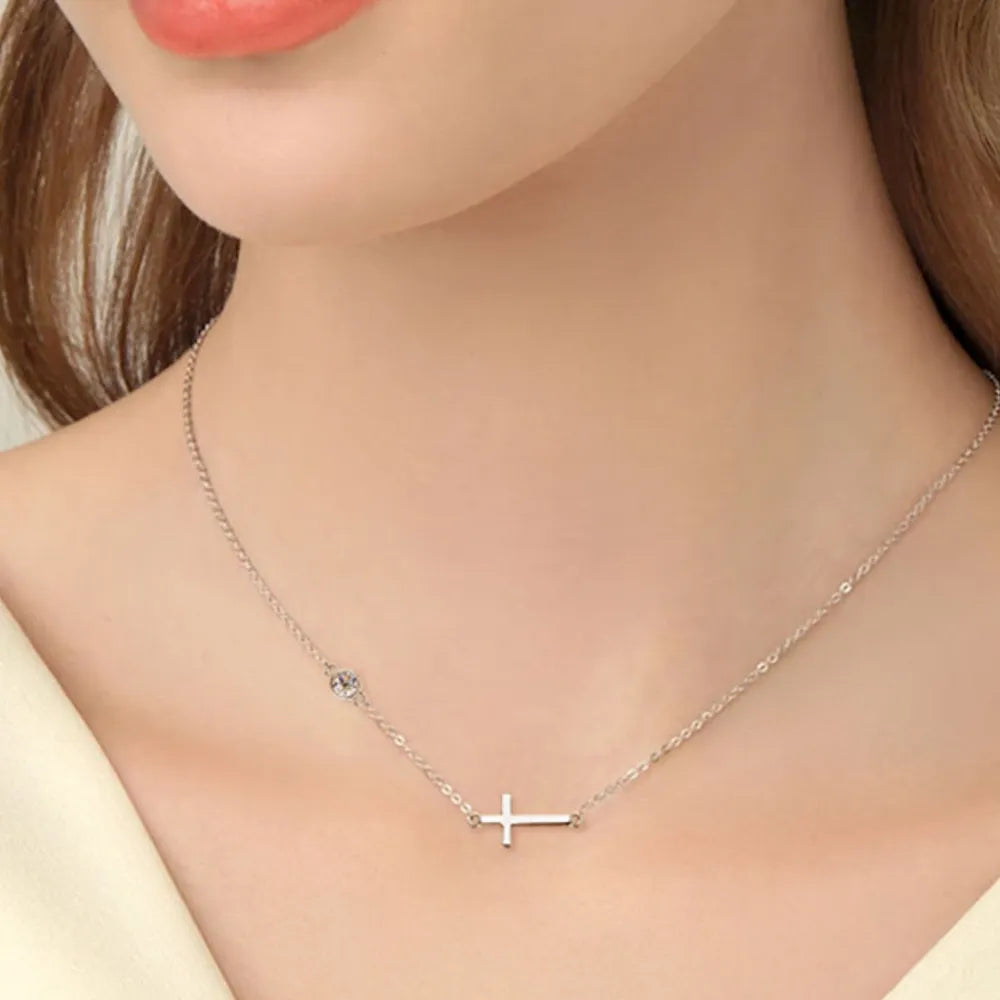Collier croix en argent sterling 925 et moissanite - Les secrets de Cath