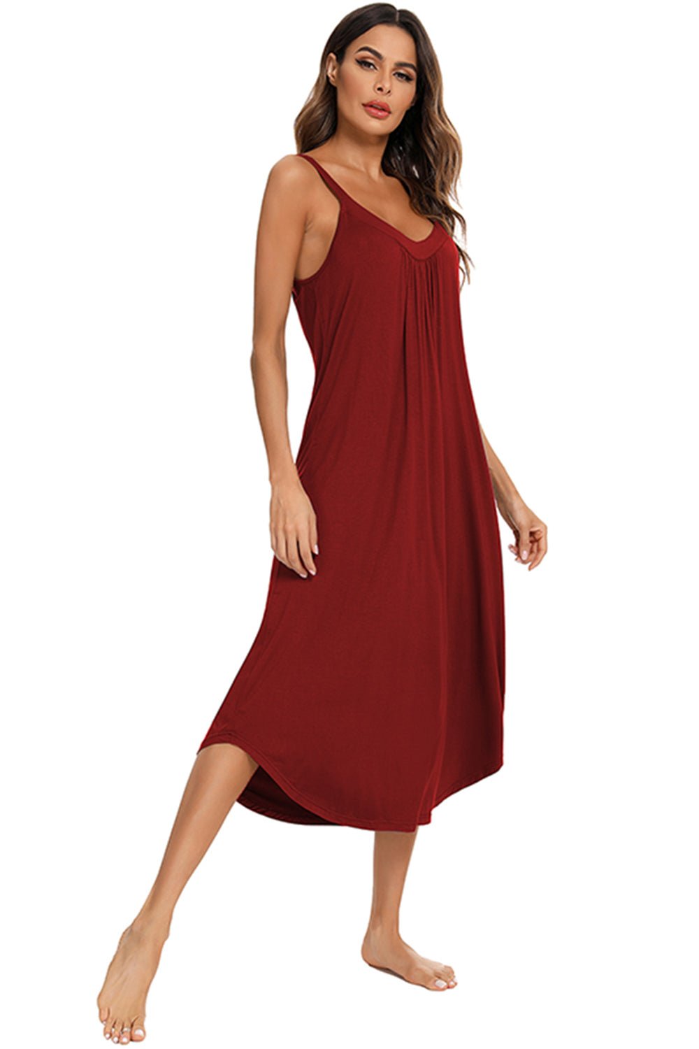 V-Neck Midi Lounge Dress - Les secrets de Cath