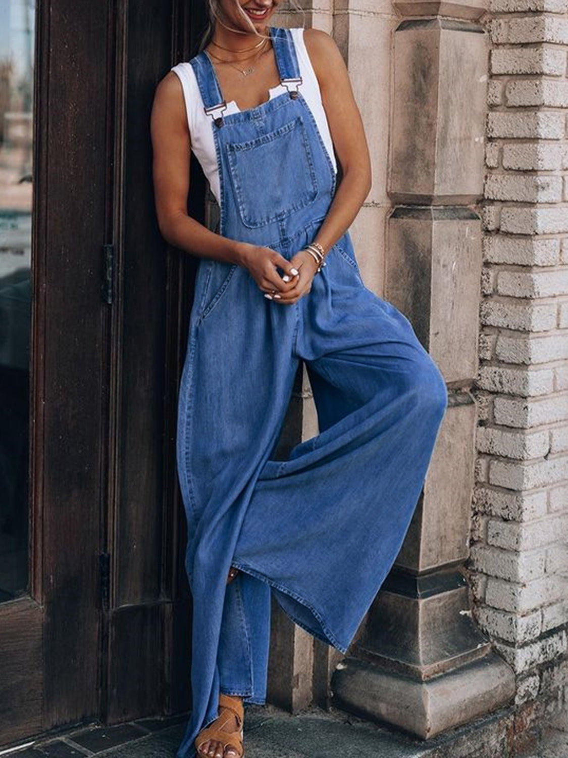 Wide Leg Denim Overalls - Les secrets de Cath