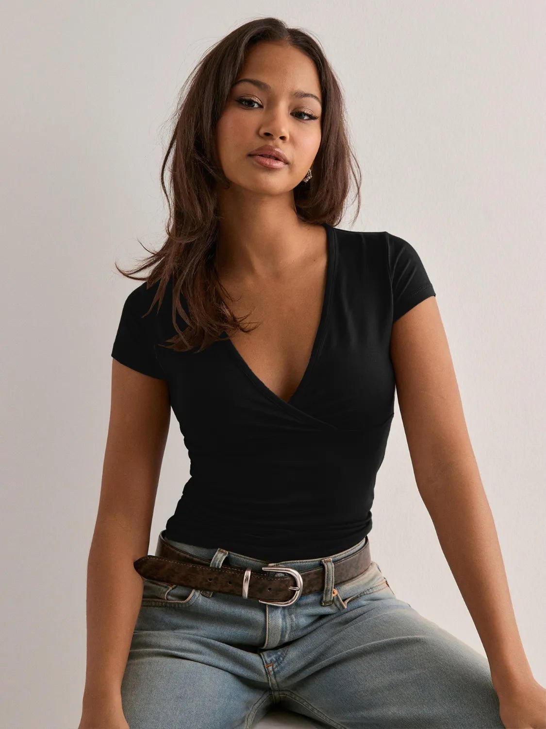 T-shirt à manches courtes avec surplis - Les secrets de Cath