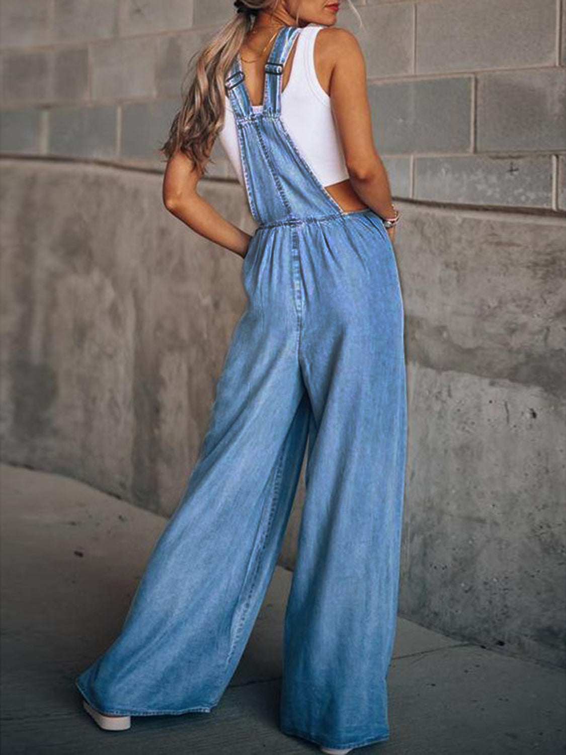 Wide Leg Denim Overalls - Les secrets de Cath