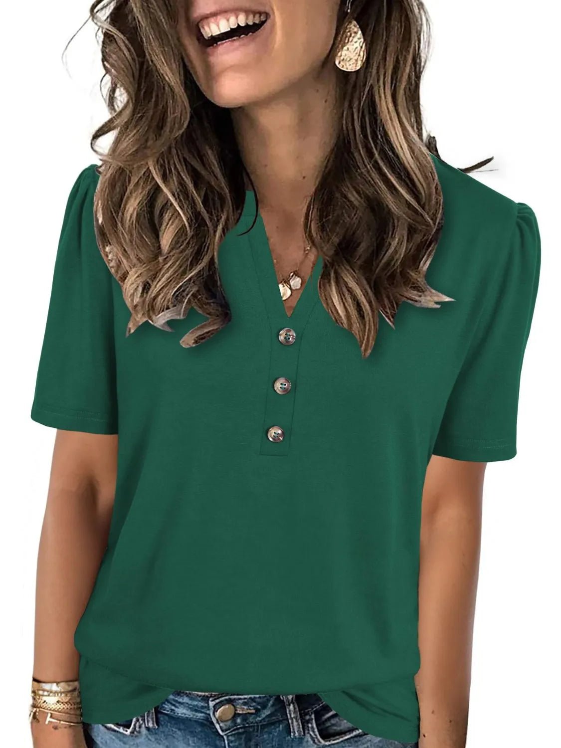 T-shirt à manches courtes cranté - Les secrets de Cath