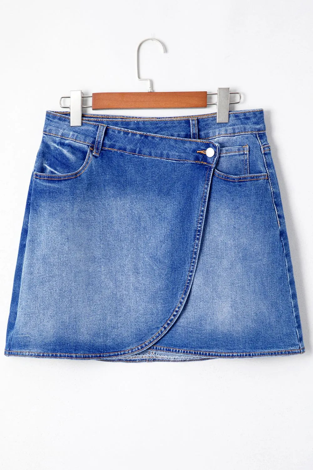 Wrapped Crossed Waist Denim Mini Skirt - Les secrets de Cath