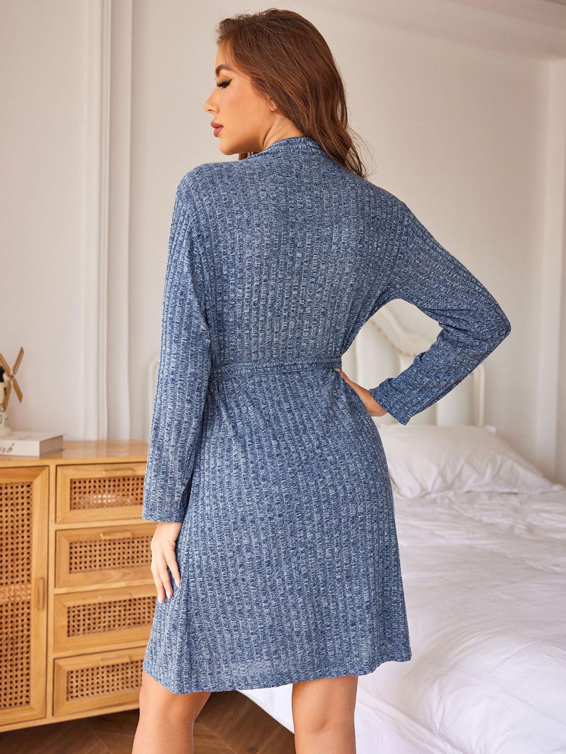 Tied Solid Lounge Nightgown with Pockets - Les secrets de Cath