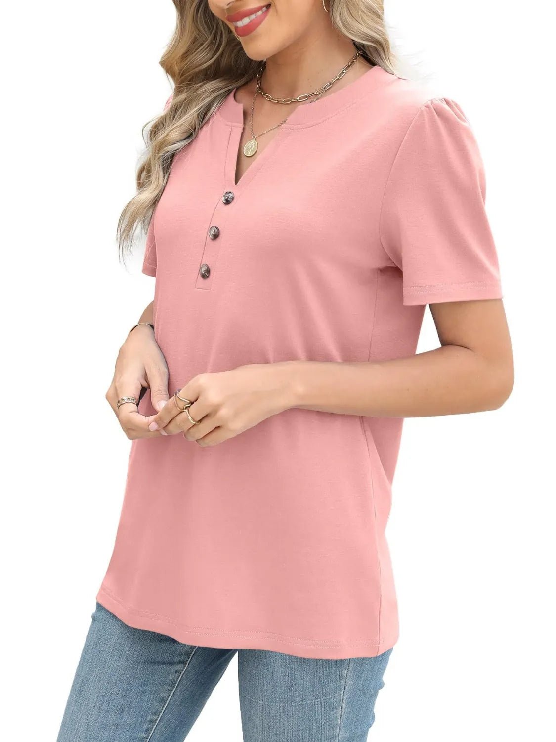 T-shirt à manches courtes cranté - Les secrets de Cath