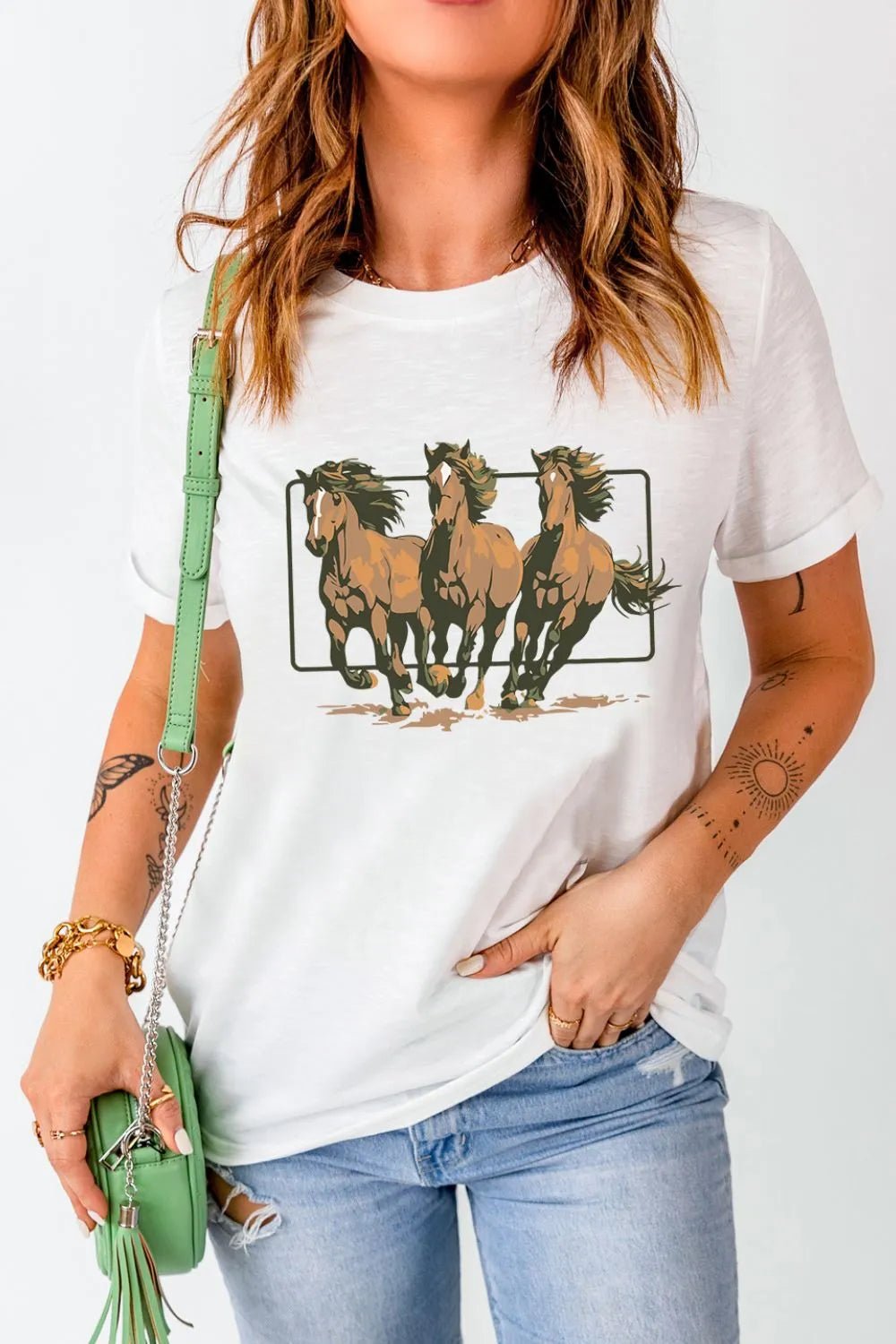 T-shirt à manches longues et col rond avec motif - Les secrets de Cath