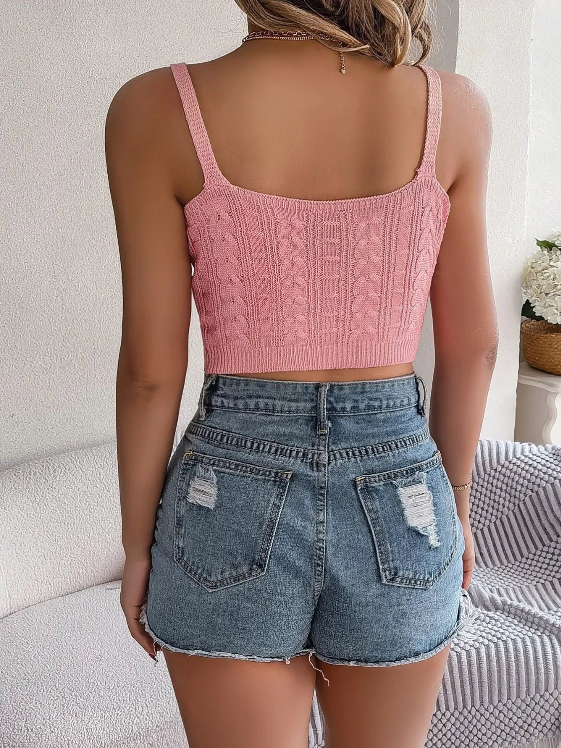 Camisole courte en maille torsadée - Les secrets de Cath