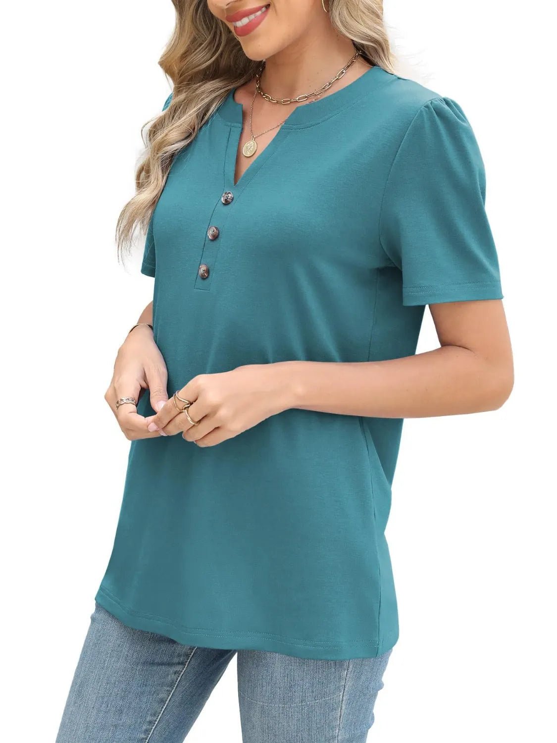 T-shirt à manches courtes cranté - Les secrets de Cath