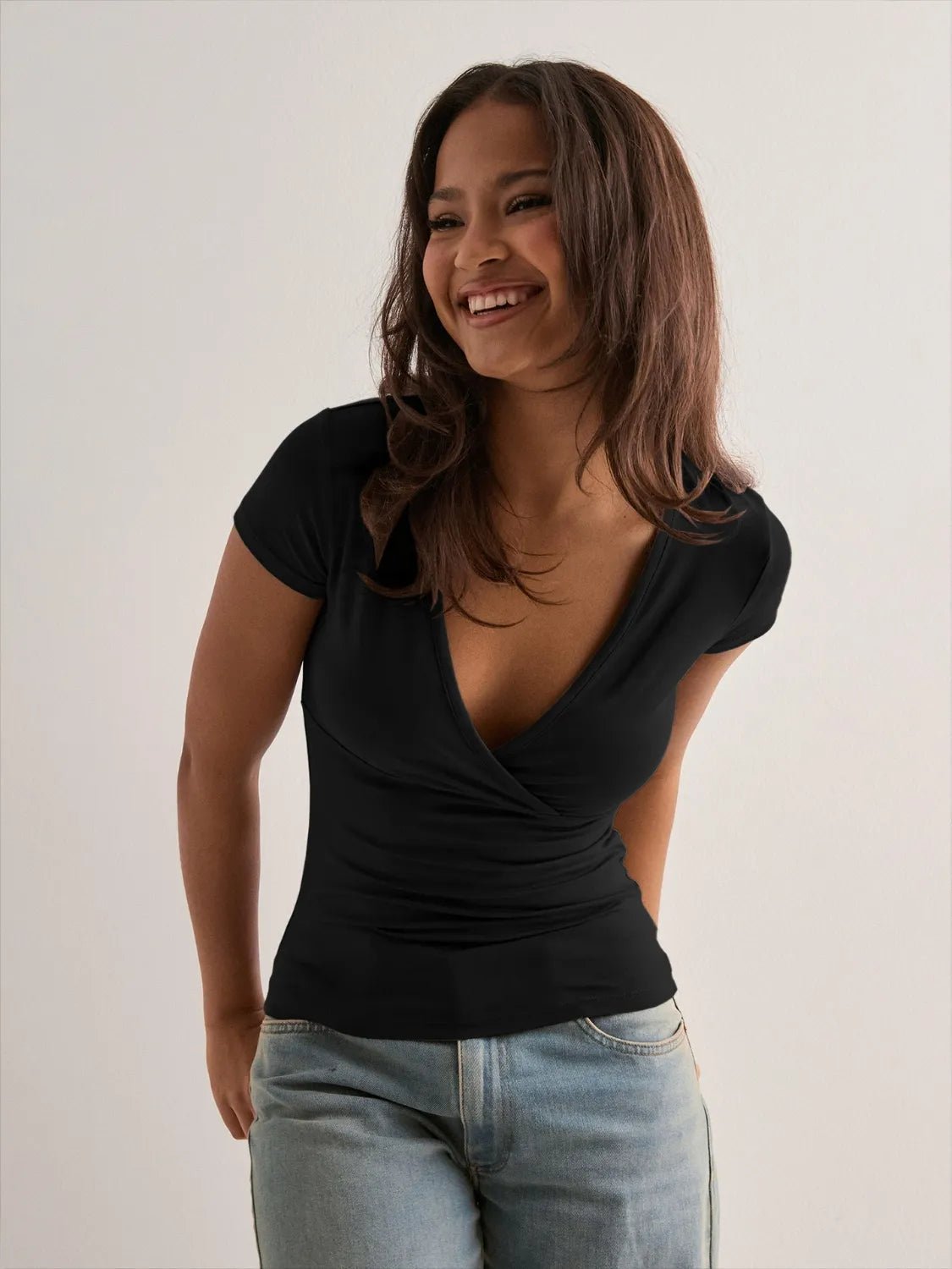 T-shirt à manches courtes avec surplis - Les secrets de Cath