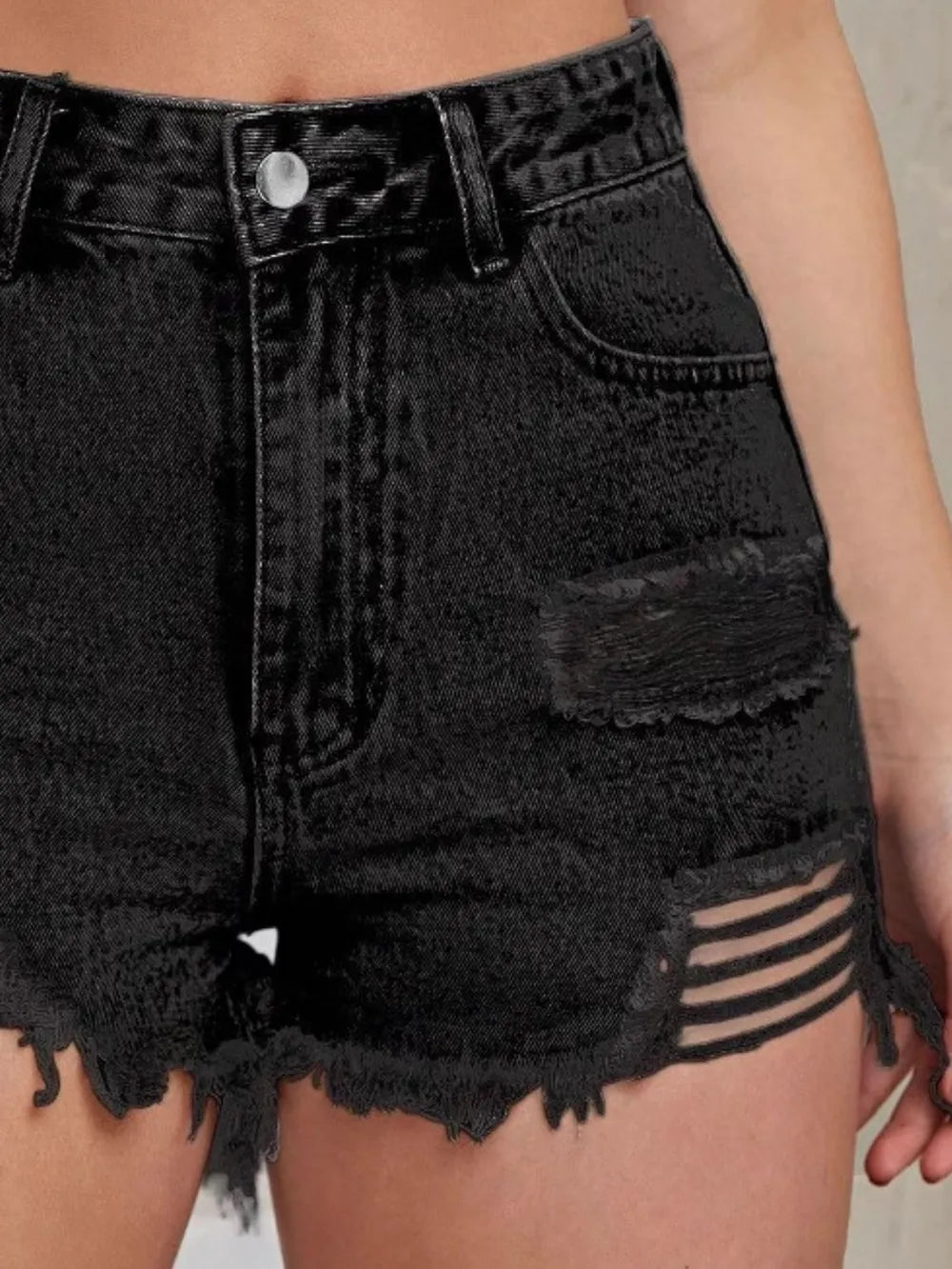 Distressed Raw Hem High Waist Denim Shorts - Les secrets de Cath