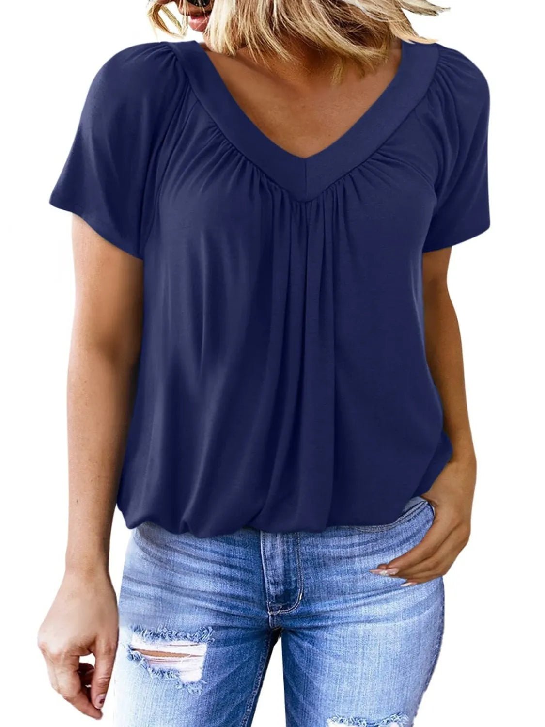 T-shirt à manches courtes et col en V - Les secrets de Cath