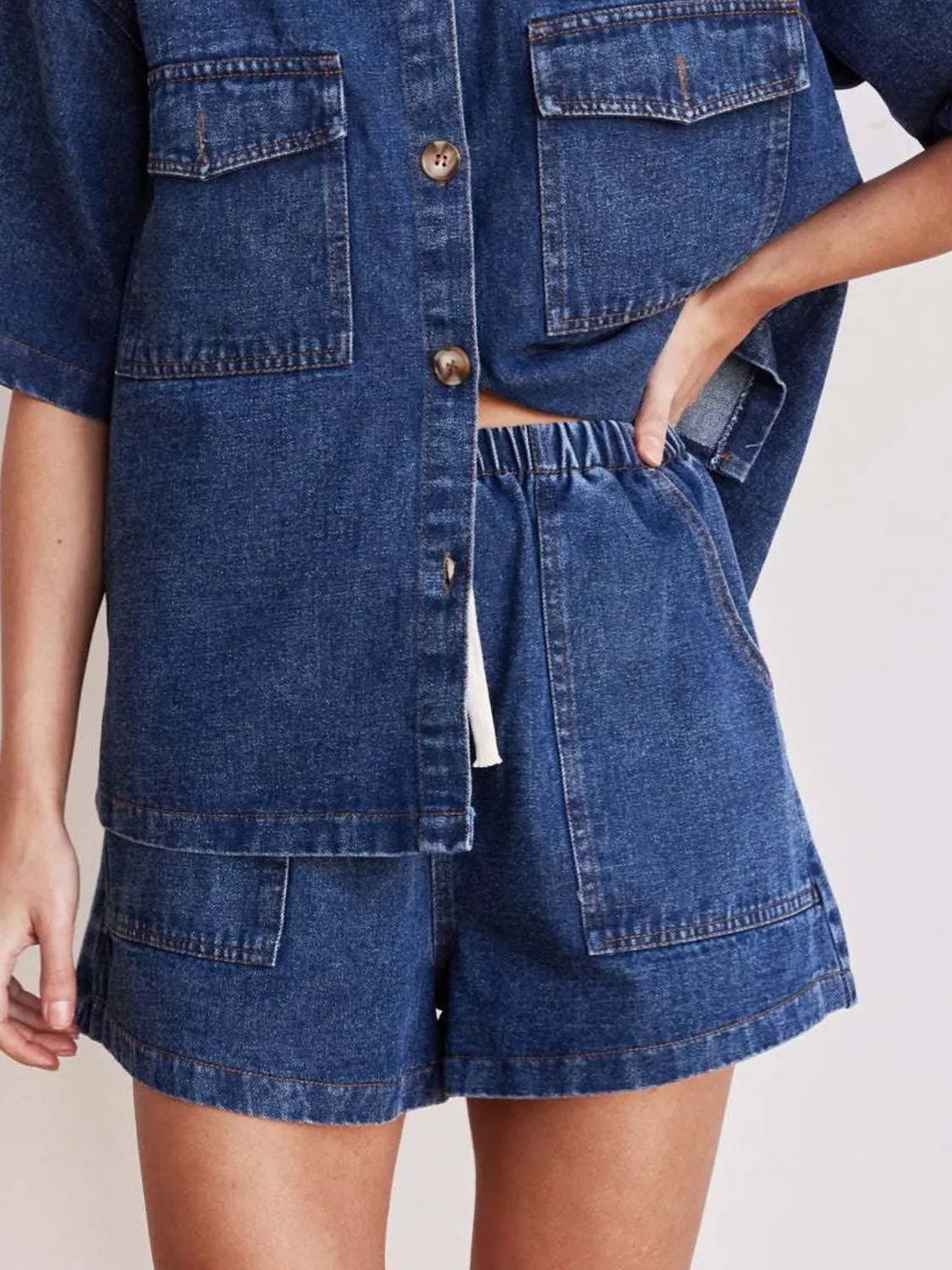Elastic Waist Denim Shorts - Les secrets de Cath