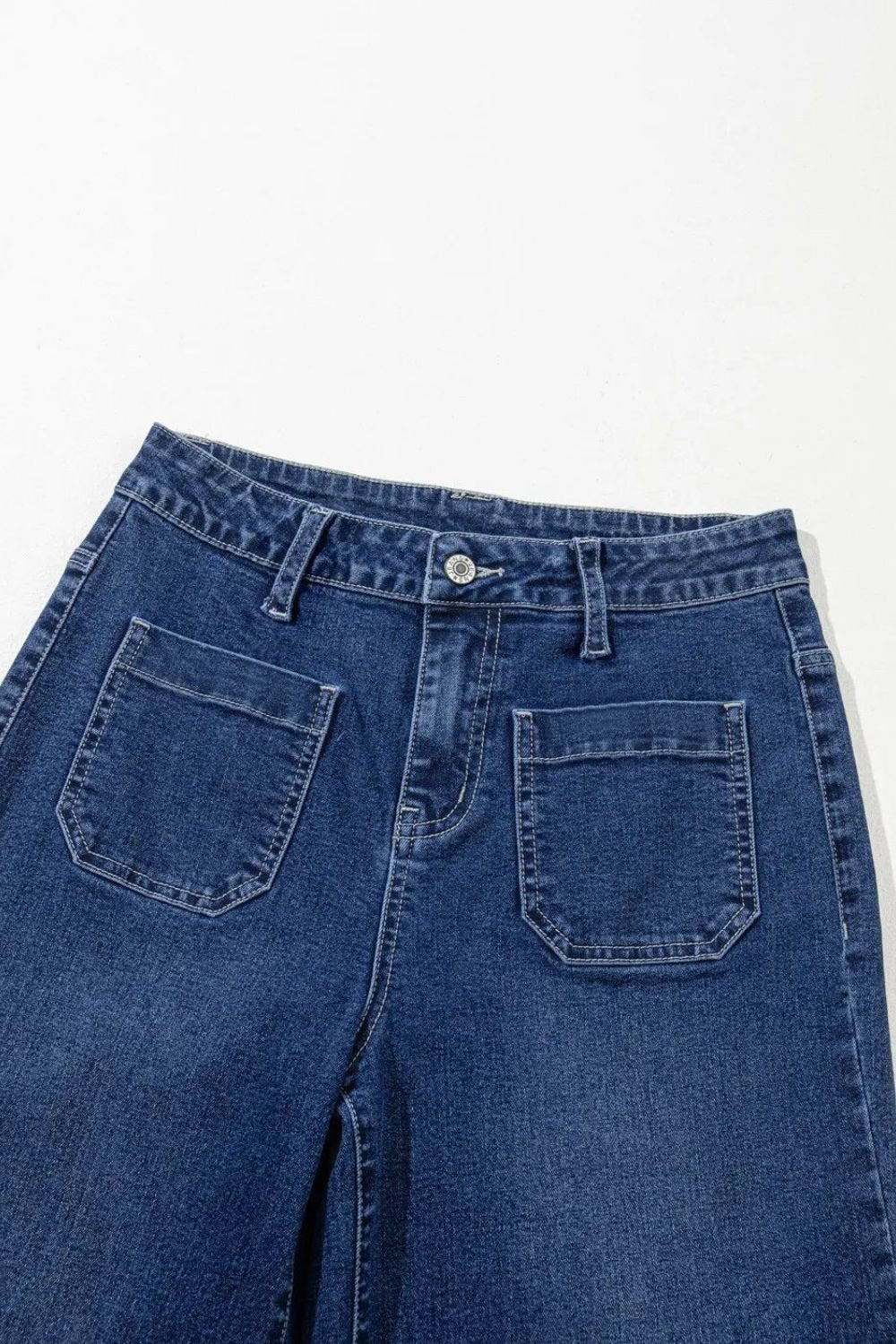Jean large taille haute avec poche plaquée sur le devant - Les secrets de Cath