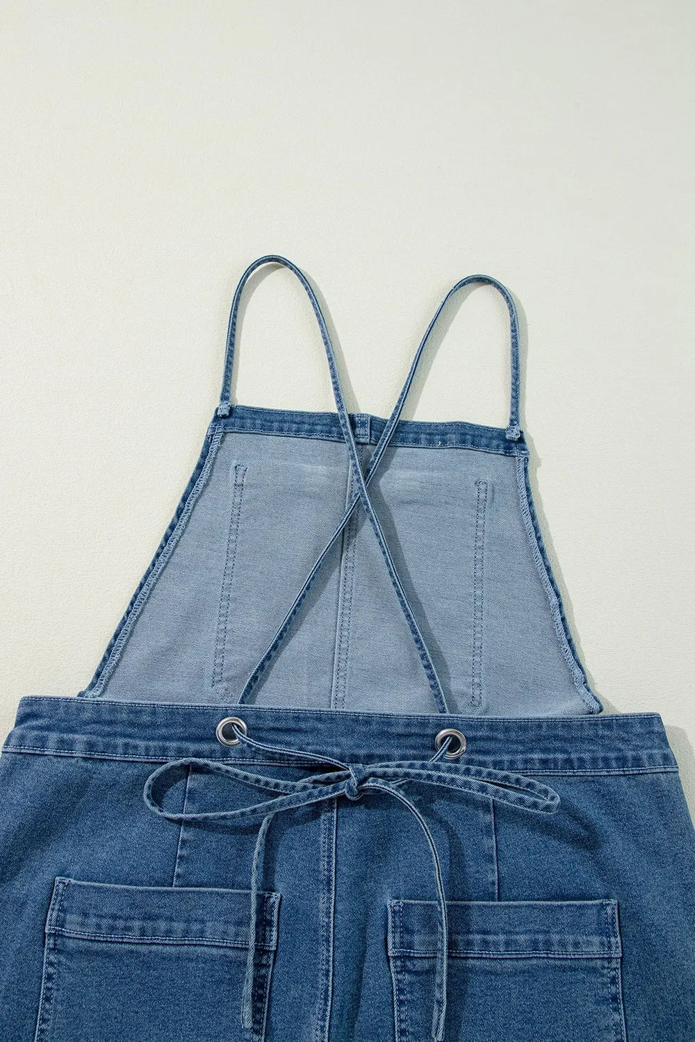 Adjustable Tie Straps Wide Leg Denim Overalls - Les secrets de Cath