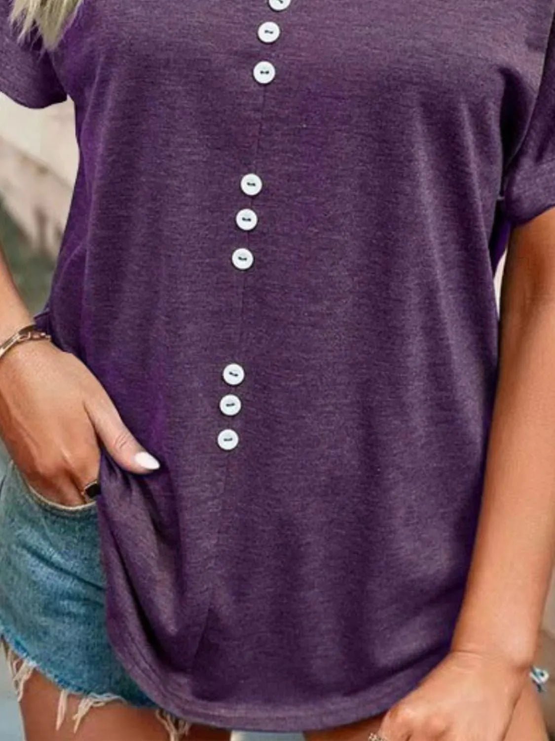 T-shirt à manches courtes cranté grande taille - Les secrets de Cath