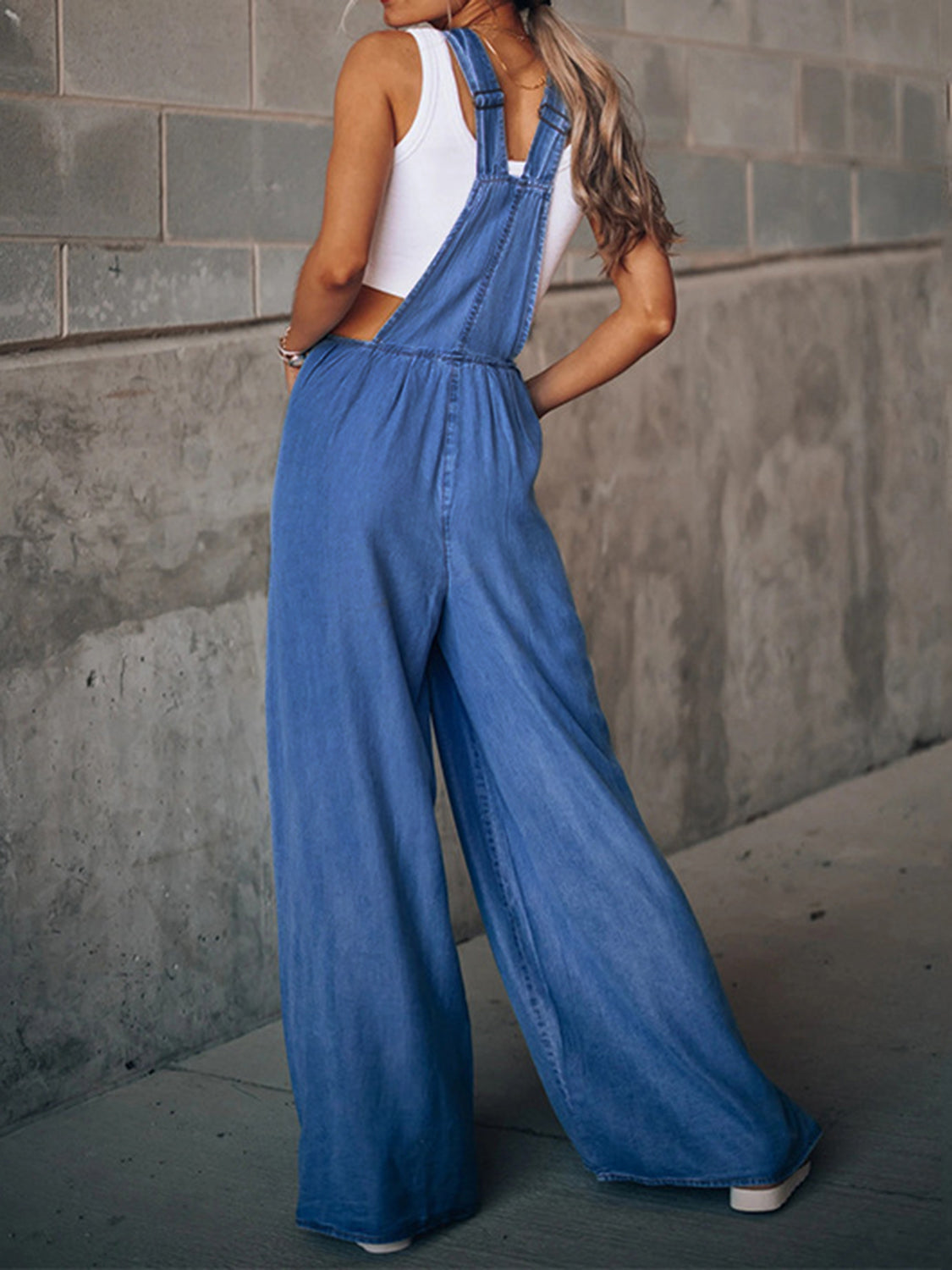 Wide Leg Denim Overalls - Les secrets de Cath