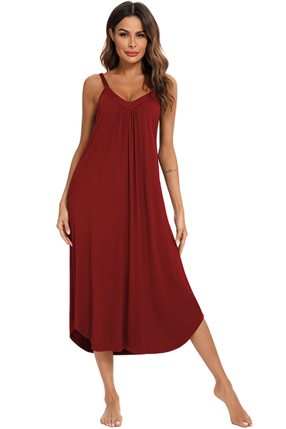 V-Neck Midi Lounge Dress - Les secrets de Cath