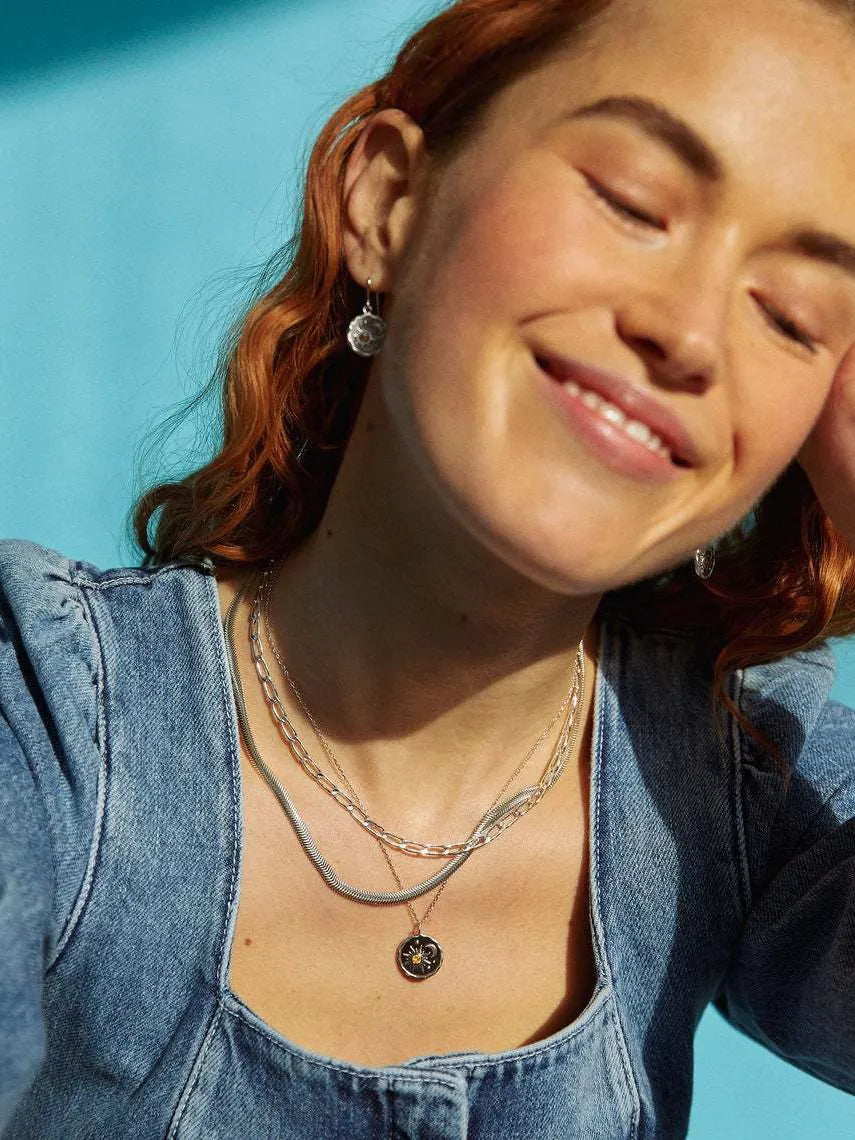Collier soleil et lune en alliage incrusté de zircons - Les secrets de Cath