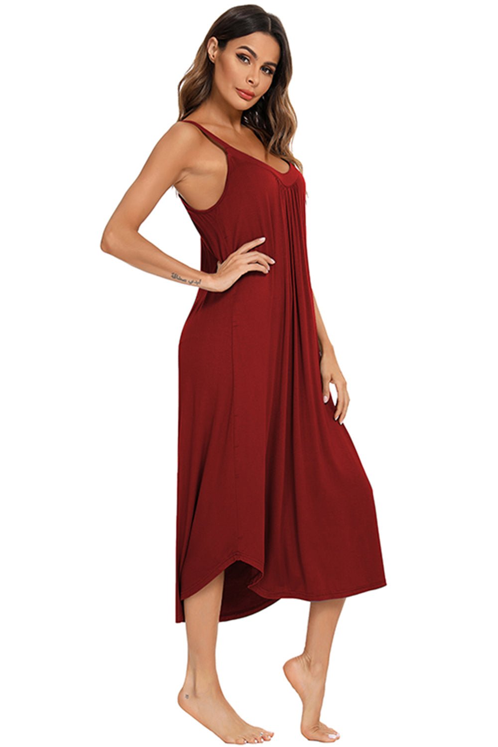V-Neck Midi Lounge Dress - Les secrets de Cath