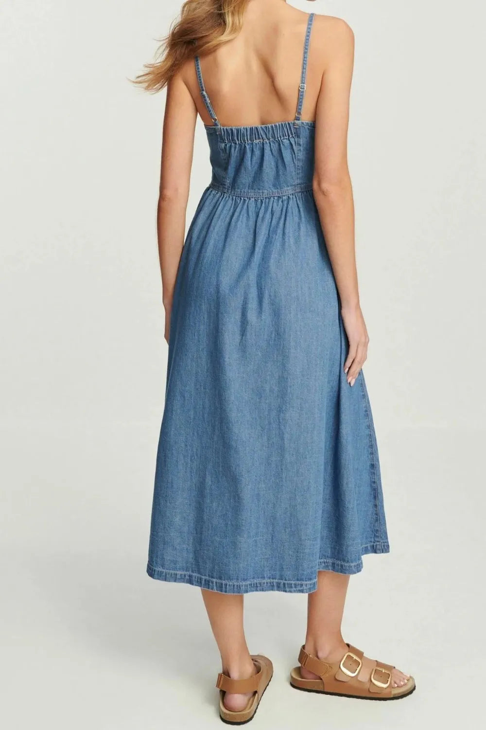 Button Front Denim Cami Dress - Les secrets de Cath