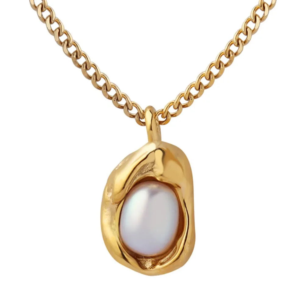 Collier avec pendentif en perles plaqué or 18 carats - Les secrets de Cath