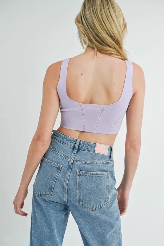 Haut court en tricot à détails de conception de corset MABLE - Les secrets de Cath