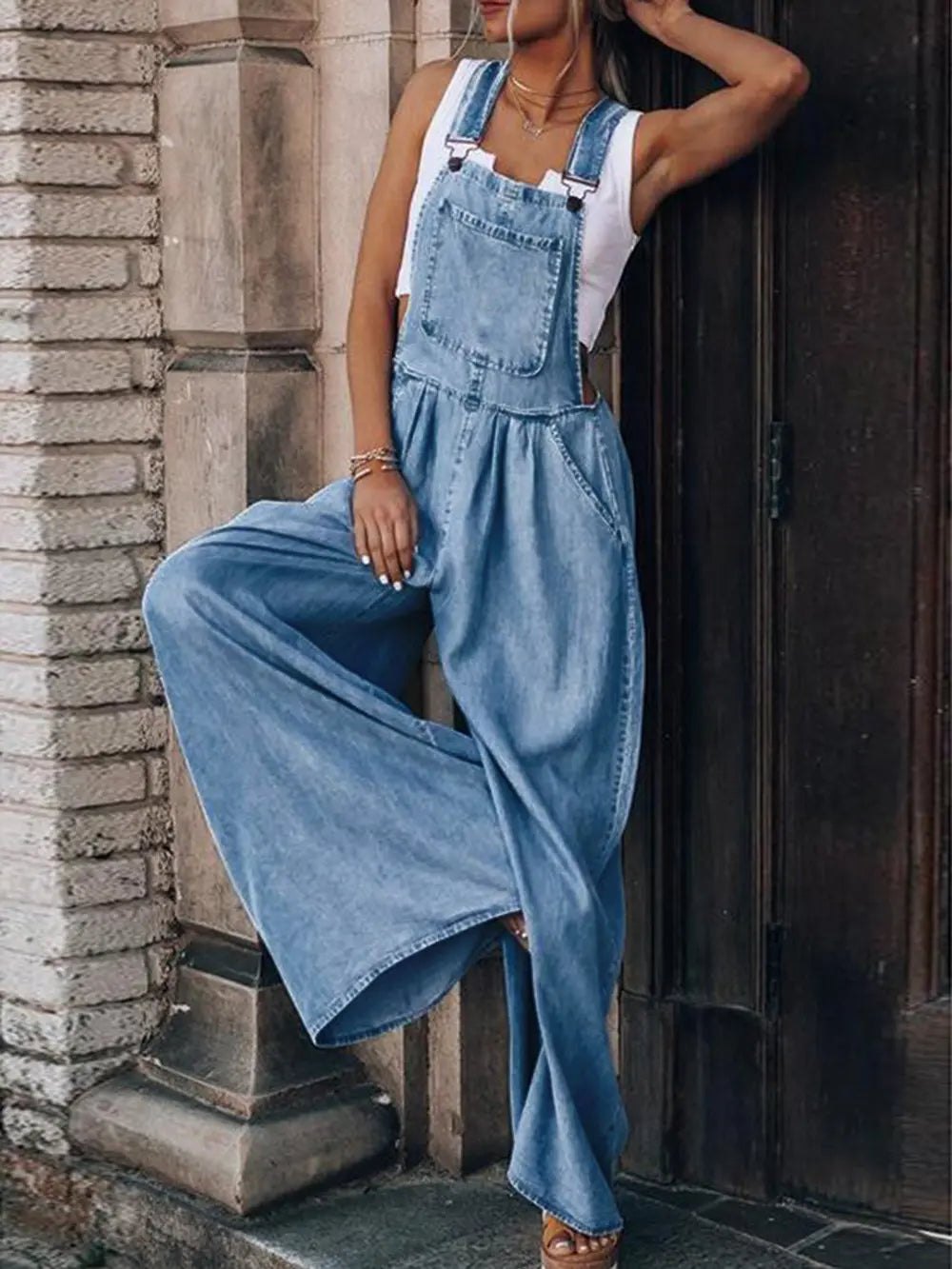 Wide Leg Denim Overalls - Les secrets de Cath