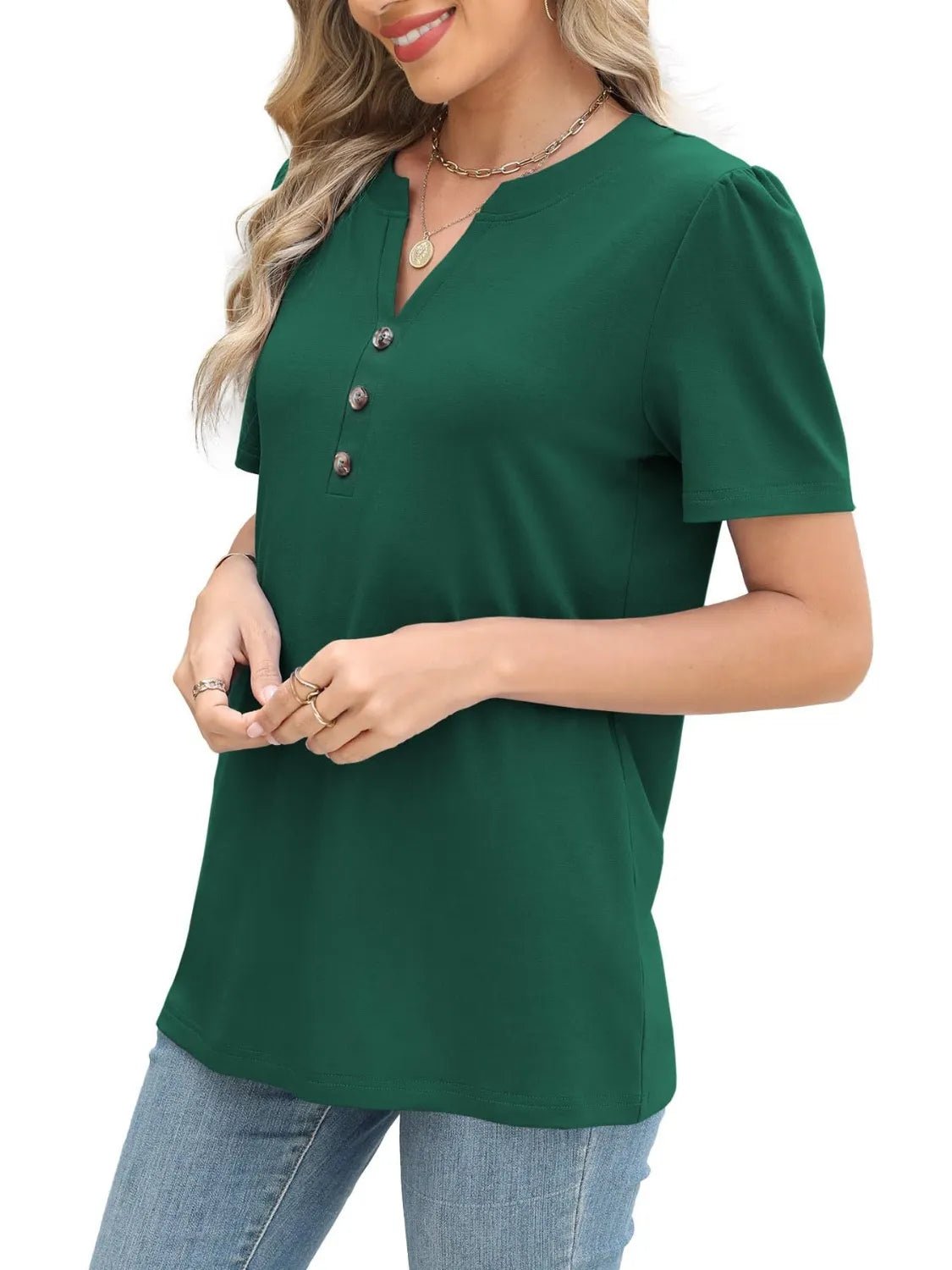 T-shirt à manches courtes cranté - Les secrets de Cath