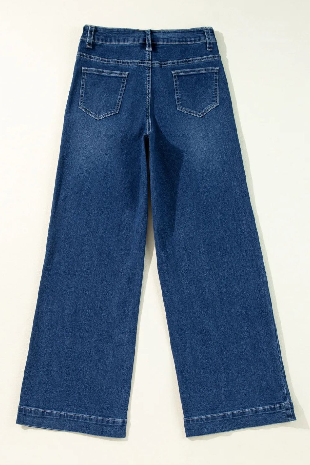 Jean large taille haute avec poche plaquée sur le devant - Les secrets de Cath